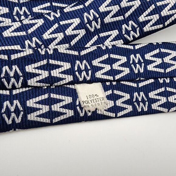 Necktie Geometric M W Blue White Polyester 3.5" W 54" L VTG Retro 1960's 70's - Picture 6 of 6